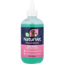 NaturVet, Ausų prausiklis + arbatmedžio aliejus, šunims ir katėms, kūdikių miltelių kvapas, 8 fl oz (236 ml)