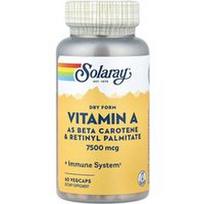 Solaray, Sausos formos vitaminas A, 7,500 mcg, 60 VegCaps