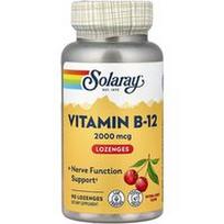 Solaray, Vitaminas B-12, natūrali vyšnia, 2 000 mcg, 90 pastilių