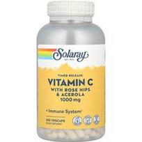 Solaray, Laikas atpalaiduojantis vitaminas C su erškėtuogėmis ir Acerola, 1 000 mg, 250 VegCaps