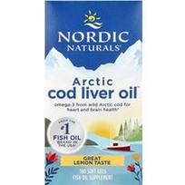 Nordic Naturals, Arkties menkių kepenų aliejus™, citrinų skonio, 180 minkštųjų kapsulių