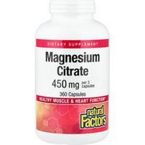 Natural Factors, Magnio citratas, 360 kapsulių (150 mg vienoje kapsulėje)