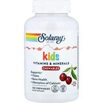 Solaray, Vaikams, kramtomos vitaminų ir mineralų tabletės, natūralios juodosios vyšnios, 120 kramtomųjų tablečių