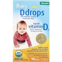 Ddrops, Kūdikis, ekologiškas skystas vitaminas D3, 10 mcg (400 TV), 90 lašų, 0.08 fl oz (2.5 ml)