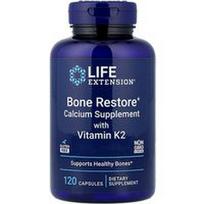 Life Extension, Kaulų atstatymas, kalcio papildas su vitaminu K2, 120 kapsulių