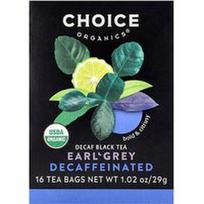 Choice Organics, Juodoji arbata, Earl Grey, be kofeino, 16 arbatos pakelių, 29 g