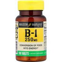 Mason Natural, Vitaminas B-1, 250 mg, 100 tablečių