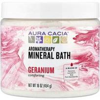 Aura Cacia, Aromaterapinė mineralinė vonia, raminanti pelargonija, 454 g