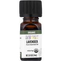 Aura Cacia, Grynas eterinis aliejus, ekologiškas levandų aliejus, 7,4 ml (0,25 fl oz)