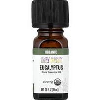 Aura Cacia, Grynas eterinis aliejus, ekologiškas eukaliptas, 7,4 ml (0,25 fl oz)
