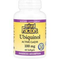 Natural Factors, Ubichinolis, aktyvusis kofermentas Q10, 100 mg, 60 minkštųjų kapsulių