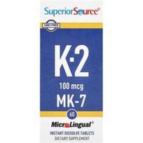 Superior Source, Vitaminas K-2, 100 mcg, 60 „MicroLingual®“ greitai tirpstančių tablečių