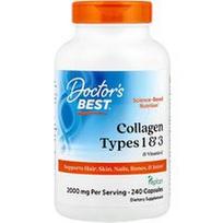 Doctor's Best, 1 ir 3 tipų kolagenas ir vitaminas C, 240 kapsulių