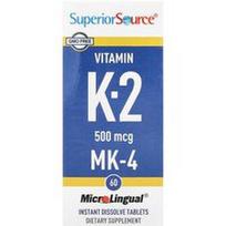 Superior Source, Vitaminas K-2, 500 mcg, 60 greitai tirpstančių mikrolingualinių tablečių