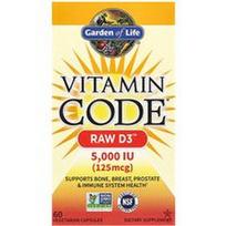 Garden of Life, Vitamin Code®, RAW D3™, 125 mcg (5000 TV), 60 vegetariškų kapsulių