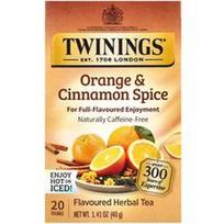 Twinings, Aromatizuota žolelių arbata su apelsinų ir cinamono prieskoniais, be kofeino, 20 arbatos pakelių, 40 g
