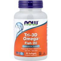 NOW Foods, Tri-3D Omega™ žuvų taukai, 90 minkštųjų gelių
