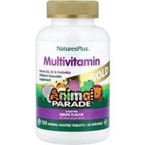 NaturesPlus, Animal Parade® Gold, vaikiškas kramtomasis multivitaminas, vynuogės, 120 gyvūno formos tablečių