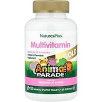 NaturesPlus, „Animal Parade® Gold“, kramtomi multivitaminai vaikams, arbūzo skonio, 120 gyvūnų formos tablečių