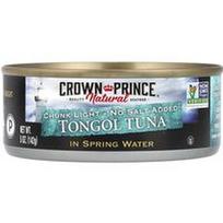 Crown Prince Natural, Tongolio tunas, gabalėlis lengvas, šaltinio vandenyje, be pridėtinės druskos, 142 g