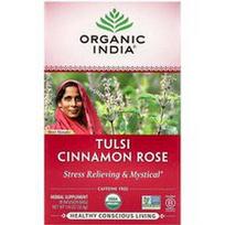 Organic India, Tulsi arbata, cinamono rožė, be kofeino, 18 infuzijos maišelių, 1.14 uncijos (32.4 g)