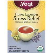 Yogi Tea, Streso malšinimas, medaus levandos, be kofeino, 16 arbatos maišelių, 1.02 oz (29 g)