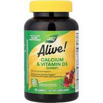 Nature's Way, Alive!®, kalcio ir vitamino D3 guminukai, aviečių-limonado ir braškių, 60 guminukų