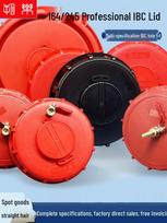 IBC Plastic Lid with 16.4cm and 24.5cm Vent Hole and Air Inlet Valve for Ton Barrel 145mm Inner Cap black
