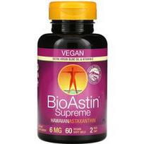 Nutrex Hawaii, „BioAstin® Supreme“, havajietiškas astaksantinas, 6 mg, 60 veganiškų minkštųjų kapsulių