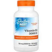 Doctor's Best, Vitaminas D3, 125 mcg (5000 TV), 720 minkštųjų gelių