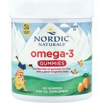 Nordic Naturals, Omega-3 guminukai, 3+ amžiaus, mandarinas, 120 guminukų