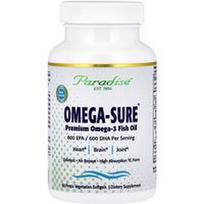 Paradise Herbs, Omega-Sure®, aukščiausios kokybės omega-3 žuvų taukai, 60 Pesco vegetariškų minkštųjų kapsulių