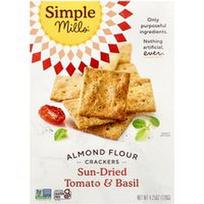 Simple Mills, Migdolų miltų krekeriai, saulėje džiovinti pomidorai ir bazilikai, 4.25 uncijos (120 g)