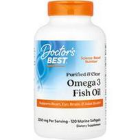 Doctor's Best, Išgryninti ir skaidrūs Omega 3 žuvų taukai, 120 jūrinių minkštųjų kapsulių (1000 mg vienoje minkštojoje kapsulėje)