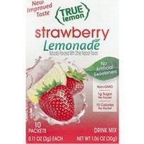 True Citrus, „True Lemon®“, braškių limonadas, 10 pakelių po 3 g (0,11 uncijos)
