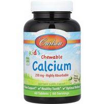 Carlson, Vaikams, kramtomosios kalcio tabletės, natūrali vanilė, 250 mg, 60 tablečių