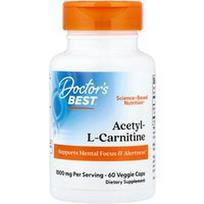 Doctor's Best, Acetil-L-karnitinas, 60 vegetariškų kapsulių (500 mg vienoje kapsulėje)
