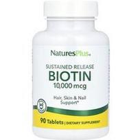 NaturesPlus, Ilgalaikio atpalaidavimo biotinas, 10 000 mcg, 90 tablečių