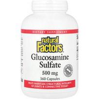 Natural Factors, Gliukozamino sulfatas, 500 mg, 360 kapsulių