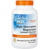 Doctor's Best, Didelės absorbcijos magnio lizinato glicinatas, chelatuotas, Albion® TRAACS®, 240 tablečių (100 mg vienoje tabletėje)