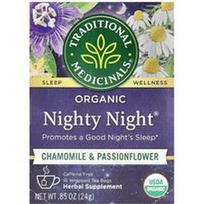 Traditional Medicinals, Organinė „Nighty Night®“, ramunėlių ir pasiflorų, be kofeino, 16 suvyniotų arbatos pakelių, 24 g