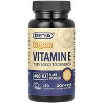 Deva, Veganiškas vitaminas E su tokoferolių mišiniu, 400 TV, 90 veganiškų dangtelių