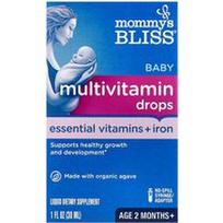 Mommy's Bliss, Kūdikių multivitaminų lašai, būtini vitaminai + geležis, amžius 2 mėnesiai +, 1 fl oz (30 ml)