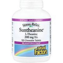 Natural Factors, „Stress-Relax®“, „Suntheanine®“ L-teaninas, vaisių skonio, 120 kramtomųjų tablečių (100 mg vienoje tabletėje)