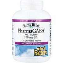 Natural Factors, „Stress-Relax®“, „Pharma GABA®“, 120 kramtomųjų tablečių (100 mg vienoje tabletėje)