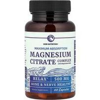 Nobi Nutrition, Magnio citrato kompleksas su magnio oksidu, maksimali absorbcija, 500 mg, 60 kapsulių