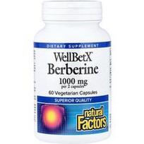 Natural Factors, „WellBetX®“ berberinas, 60 vegetariškų kapsulių (500 mg vienoje kapsulėje)