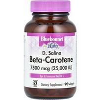 Bluebonnet Nutrition, D. Salina, beta karotinas, 7 500 mcg (25 000 TV), 90 minkštųjų gelių