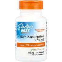 Doctor's Best, Didelės absorbcijos kofermentas Q10, 100 mg, 120 minkštųjų kapsulių