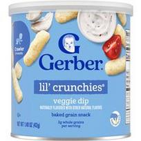 Gerber, Užkandžiai kūdikiams, „Lil' Crunchies®“, kepti grūdai, 8+ mėnesių, daržovių užtepėlė, 42 g